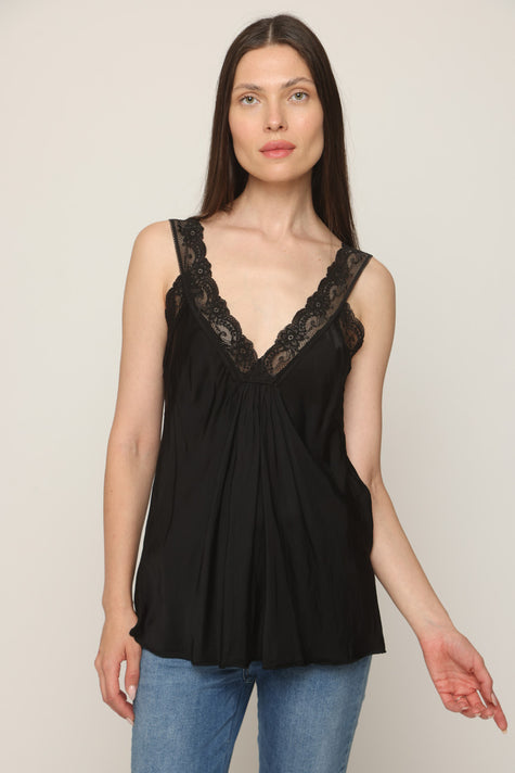 גופיית סאטן ותחרה - 12316