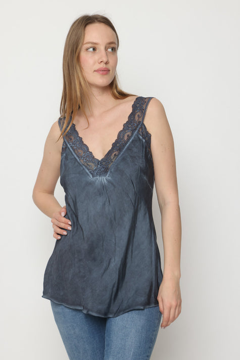 גופיית סאטן ותחרה - 12316