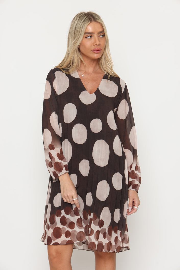 14190- שמלת פליסה מודפס