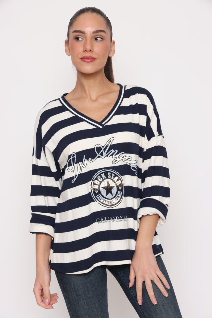 14264 - חולצת פסים הדפס