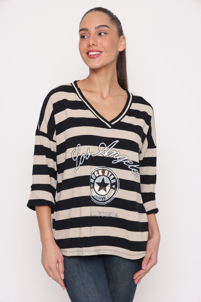 14264 - חולצת פסים הדפס