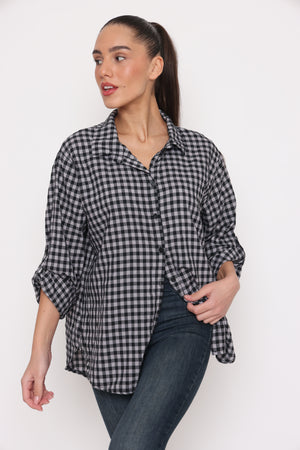 חולצת צווארון משובץ - 14272