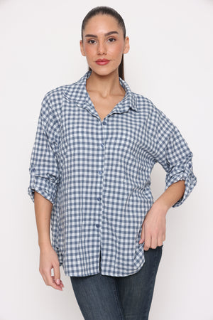 חולצת צווארון משובץ - 14272