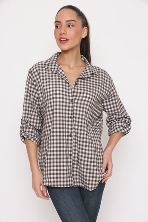 חולצת צווארון משובץ - 14272