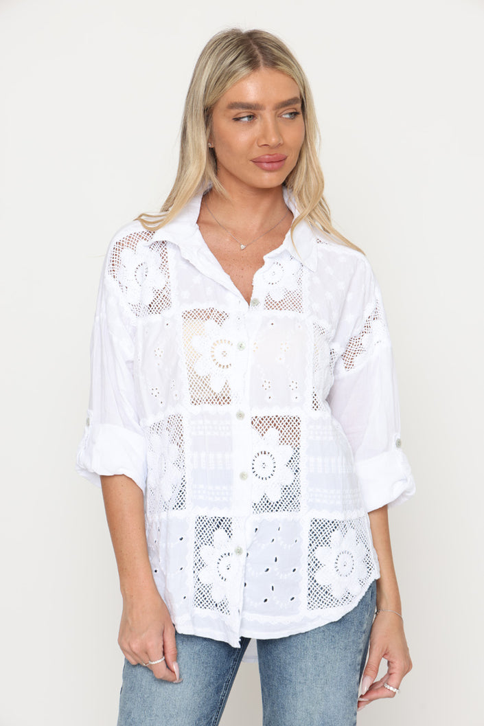 חולצה רקמה חמניה - 14170